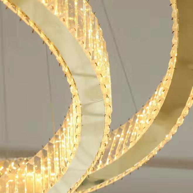 Modern Front Entryway Chandelier 3/4/5/6/7 Rings Crystal Gold/ Chrome Finish Ceiling Lamp-Nobipets
