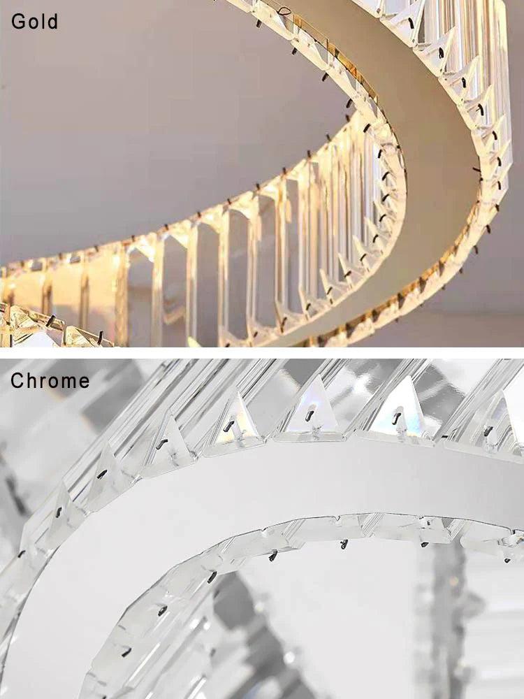 Modern Front Entryway Chandelier 3/4/5/6/7 Rings Crystal Gold/ Chrome Finish Ceiling Lamp-Nobipets