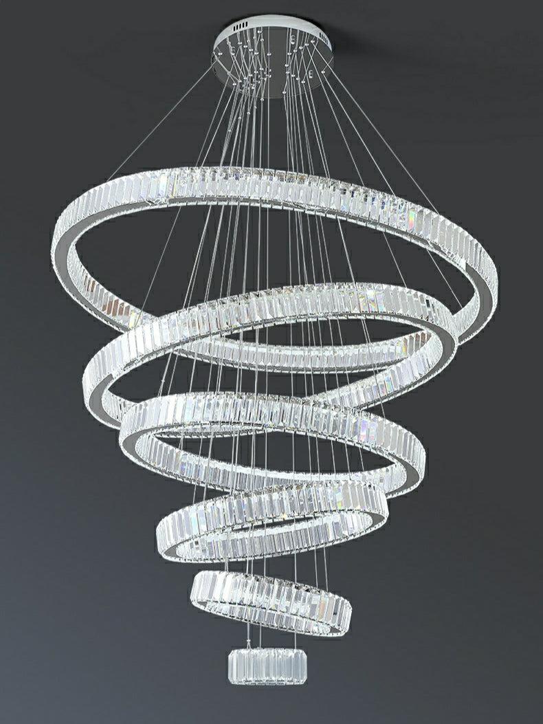 Modern Front Entryway Chandelier 3/4/5/6/7 Rings Crystal Gold/ Chrome Finish Ceiling Lamp-Nobipets