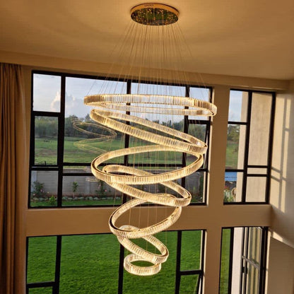Modern Front Entryway Chandelier 3/4/5/6/7 Rings Crystal Gold/ Chrome Finish Ceiling Lamp-Nobipets