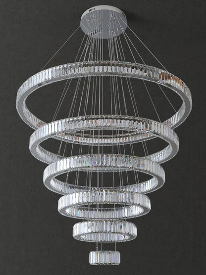 Modern Front Entryway Chandelier 3/4/5/6/7 Rings Crystal Gold/ Chrome Finish Ceiling Lamp-Nobipets