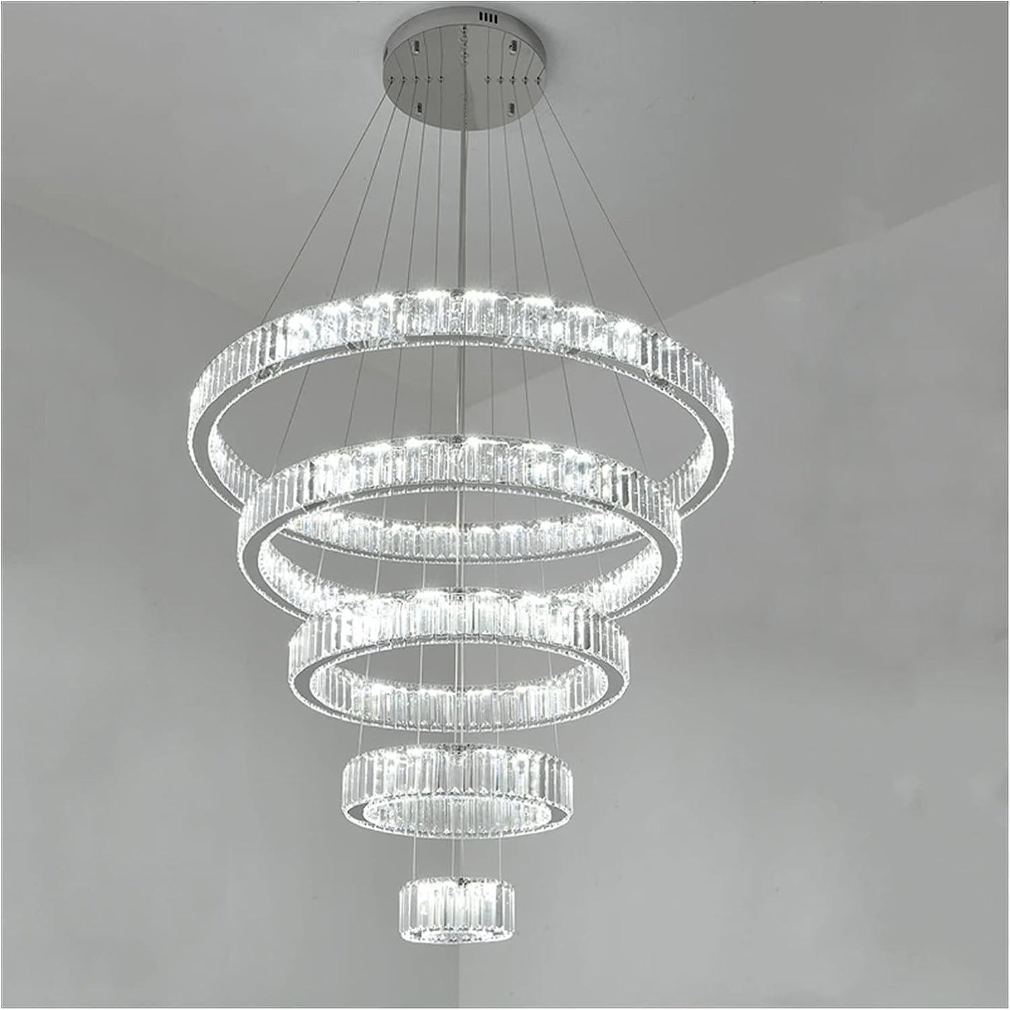 Modern Front Entryway Chandelier 3/4/5/6/7 Rings Crystal Gold/ Chrome Finish Ceiling Lamp-Nobipets