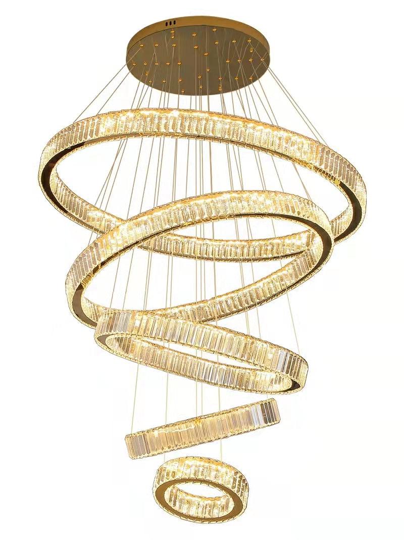 Modern Front Entryway Chandelier 3/4/5/6/7 Rings Crystal Gold/ Chrome Finish Ceiling Lamp-Nobipets