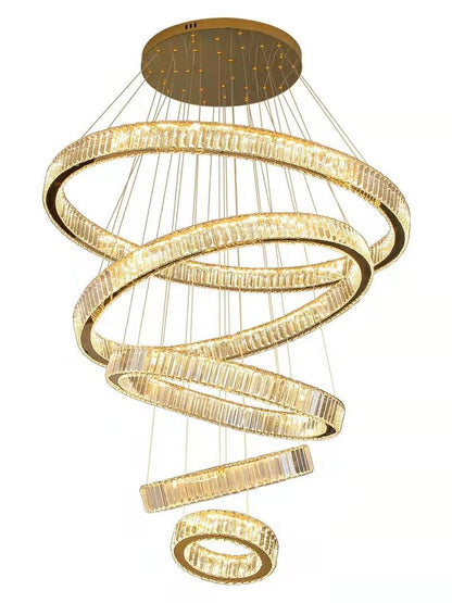 Modern Front Entryway Chandelier 3/4/5/6/7 Rings Crystal Gold/ Chrome Finish Ceiling Lamp-Nobipets