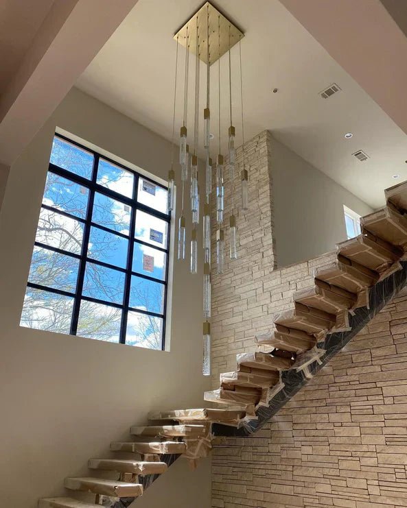 Modern Glacier Bubble Crystsal Sticks Chandelier in Gold/Chrome/Black Finish for Staircase/Foyer-Nobipets