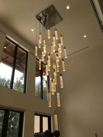 Modern Glacier Bubble Crystsal Sticks Chandelier in Gold/Chrome/Black Finish for Staircase/Foyer-Nobipets