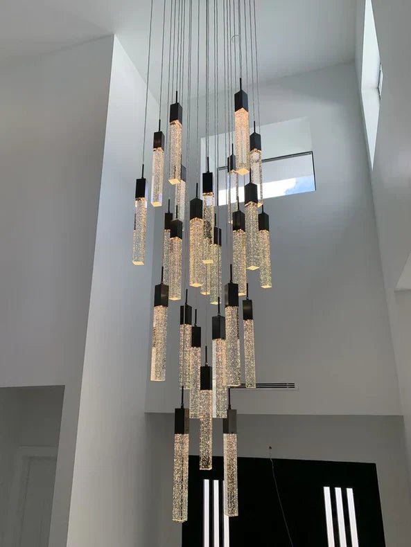 Modern Glacier Bubble Crystsal Sticks Chandelier in Gold/Chrome/Black Finish for Staircase/Foyer-Nobipets