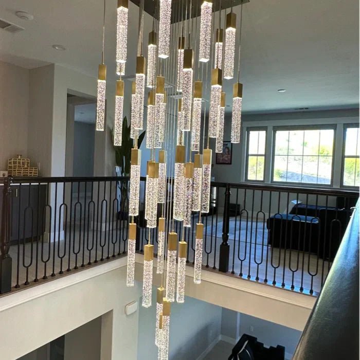 Modern Glacier Bubble Crystsal Sticks Chandelier in Gold/Chrome/Black Finish for Staircase/Foyer-Nobipets