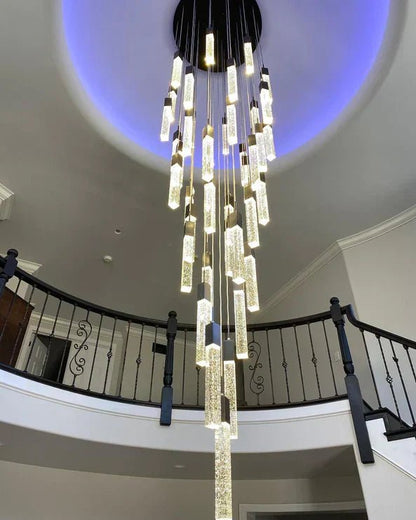 Modern Glacier Bubble Crystsal Sticks Chandelier in Gold/Chrome/Black Finish for Staircase/Foyer-Nobipets