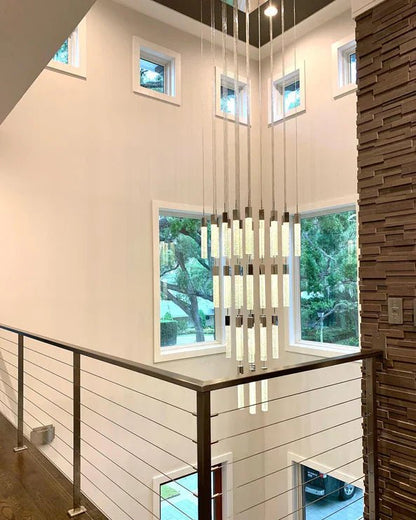 Modern Glacier Bubble Crystsal Sticks Chandelier in Gold/Chrome/Black Finish for Staircase/Foyer-Nobipets
