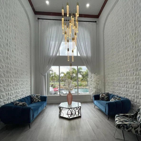 Modern Glacier Bubble Crystsal Sticks Chandelier in Gold/Chrome/Black Finish for Staircase/Foyer-Nobipets