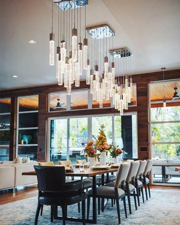 Modern Glacier Bubble Crystsal Sticks Chandelier in Gold/Chrome/Black Finish for Staircase/Foyer-Nobipets