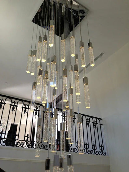 Modern Glacier Bubble Crystsal Sticks Chandelier in Gold/Chrome/Black Finish for Staircase/Foyer-Nobipets