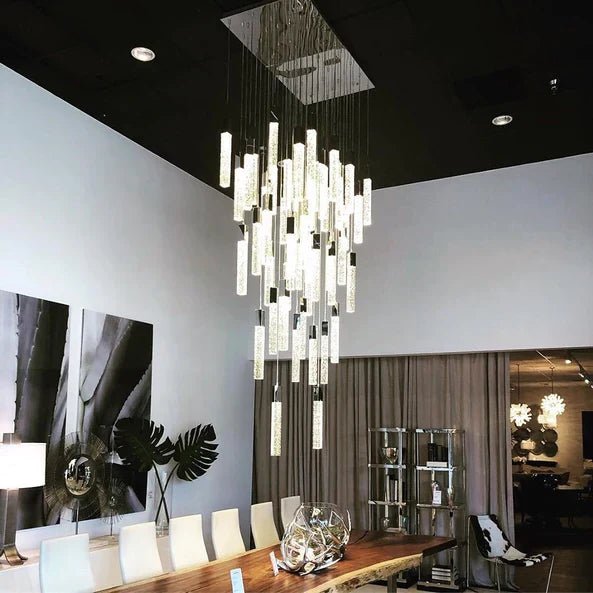 Modern Glacier Bubble Crystsal Sticks Chandelier in Gold/Chrome/Black Finish for Staircase/Foyer-Nobipets
