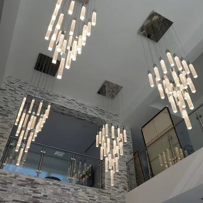Modern Glacier Bubble Crystsal Sticks Chandelier in Gold/Chrome/Black Finish for Staircase/Foyer-Nobipets