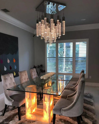 Modern Glacier Bubble Crystsal Sticks Chandelier in Gold/Chrome/Black Finish for Staircase/Foyer-Nobipets