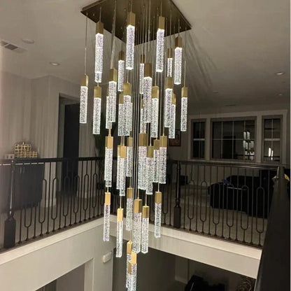 Modern Glacier Bubble Crystsal Sticks Chandelier in Gold/Chrome/Black Finish for Staircase/Foyer-Nobipets