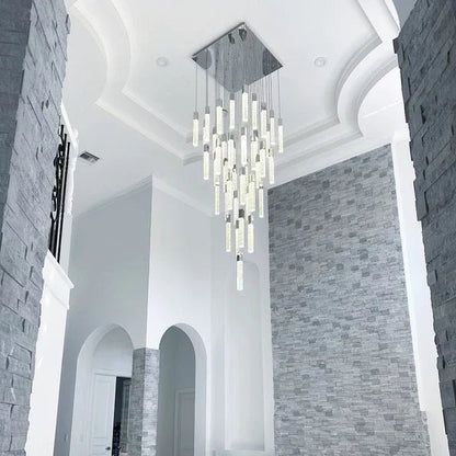 Modern Glacier Bubble Crystsal Sticks Chandelier in Gold/Chrome/Black Finish for Staircase/Foyer-Nobipets