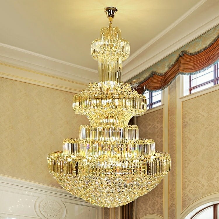 Modern Gold Foyer Extra Large Crystal Chandeliers Round Luxury Ceiling Light Fixture For Hall Entrance-Nobipets