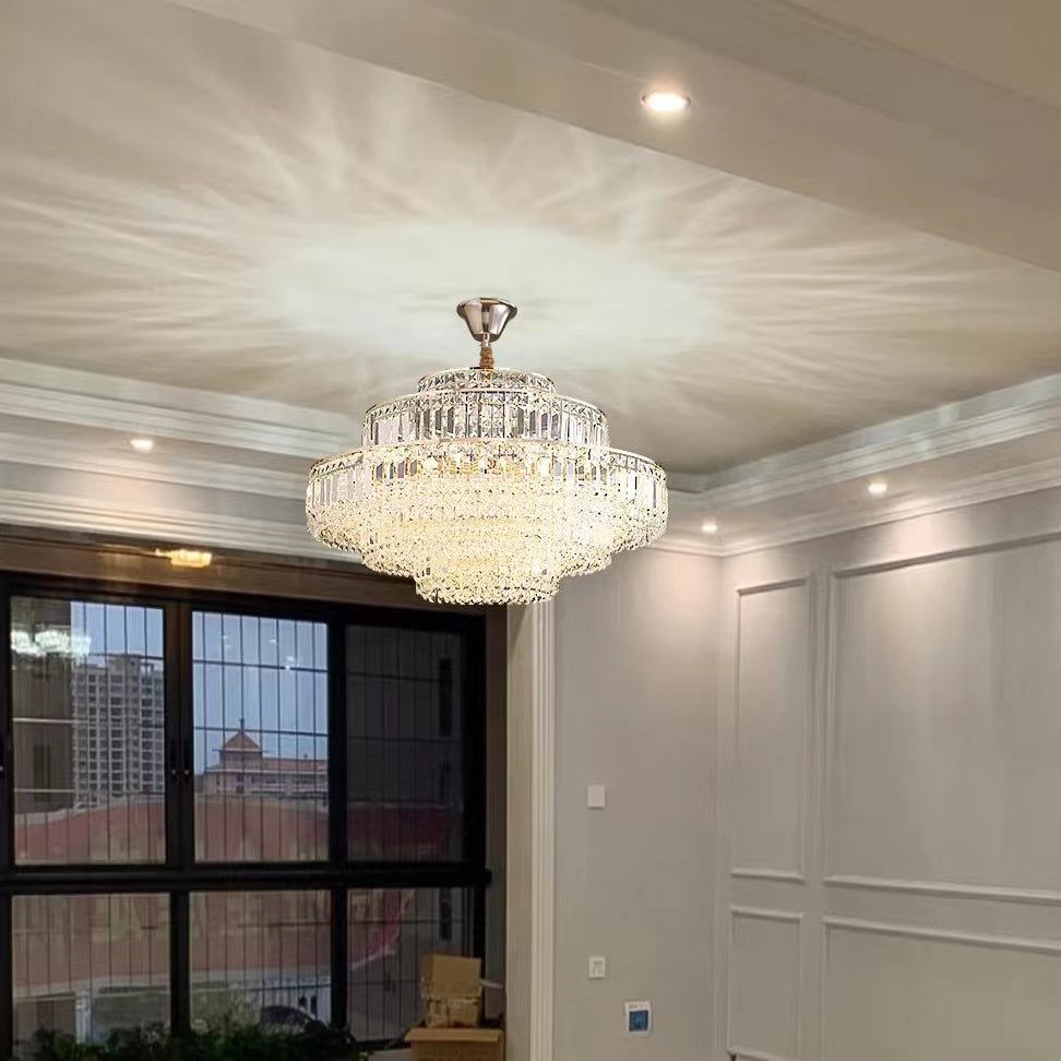 Modern Light Luxury Multi-tier Diamond Crystal Rod Pendant Chandelier for Living/Dining Room-Nobipets
