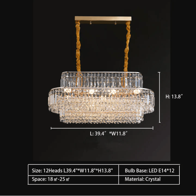 Modern Light Luxury Multi-tier Diamond Crystal Rod Pendant Chandelier for Living/Dining Room-Nobipets