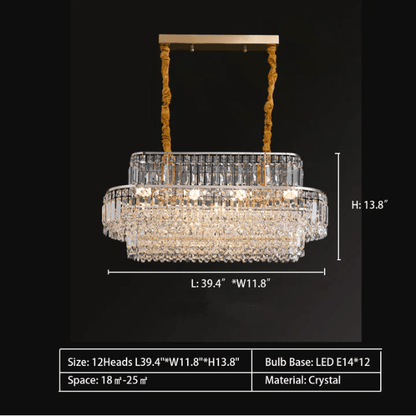 Modern Light Luxury Multi-tier Diamond Crystal Rod Pendant Chandelier for Living/Dining Room-Nobipets