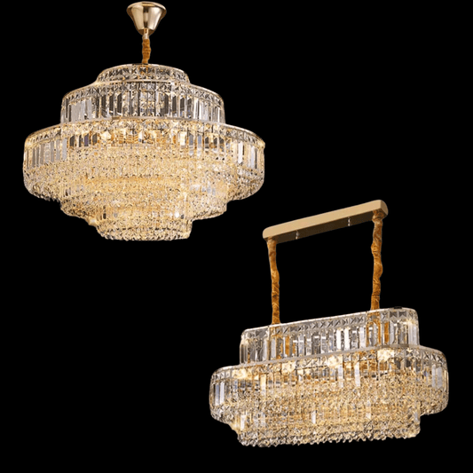Modern Light Luxury Multi-tier Diamond Crystal Rod Pendant Chandelier for Living/Dining Room-Nobipets