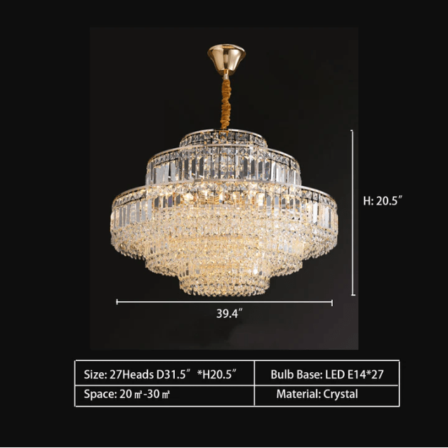 Modern Light Luxury Multi-tier Diamond Crystal Rod Pendant Chandelier for Living/Dining Room-Nobipets