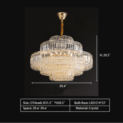 Modern Light Luxury Multi-tier Diamond Crystal Rod Pendant Chandelier for Living/Dining Room-Nobipets