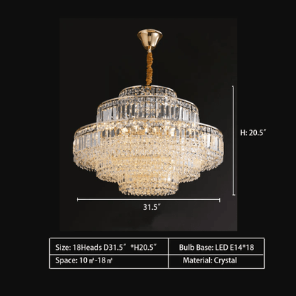 Modern Light Luxury Multi-tier Diamond Crystal Rod Pendant Chandelier for Living/Dining Room-Nobipets