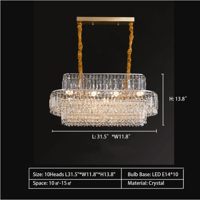 Modern Light Luxury Multi-tier Diamond Crystal Rod Pendant Chandelier for Living/Dining Room-Nobipets