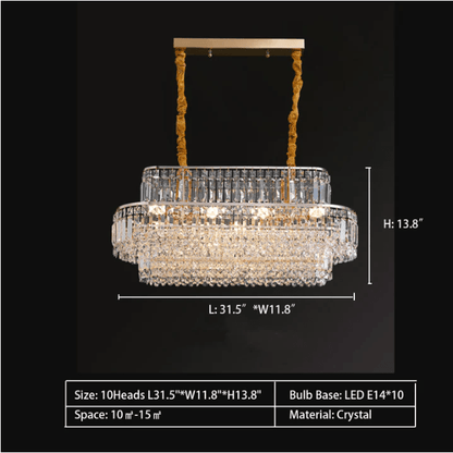 Modern Light Luxury Multi-tier Diamond Crystal Rod Pendant Chandelier for Living/Dining Room-Nobipets