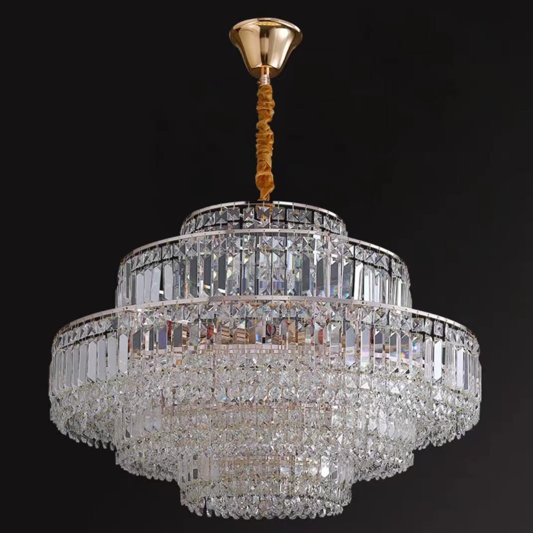 Modern Light Luxury Multi-tier Diamond Crystal Rod Pendant Chandelier for Living/Dining Room-Nobipets
