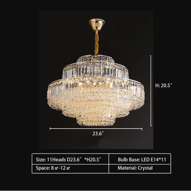 Modern Light Luxury Multi-tier Diamond Crystal Rod Pendant Chandelier for Living/Dining Room-Nobipets