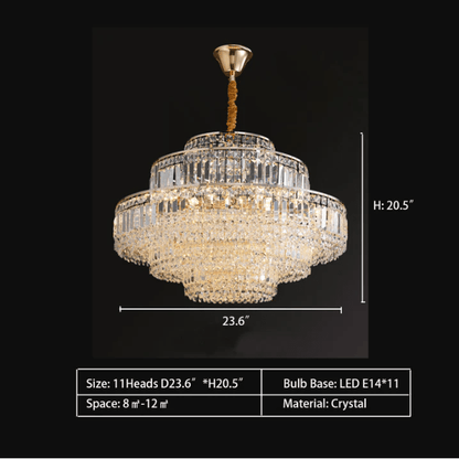 Modern Light Luxury Multi-tier Diamond Crystal Rod Pendant Chandelier for Living/Dining Room-Nobipets