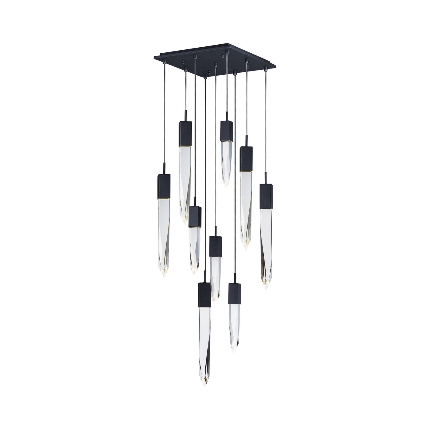 Modern Light Luxury Round/Rectangle Floating Glacier Crystal Chandelier in Black Finish for Kitchen Island/ Staircase/Living Room-Nobipets