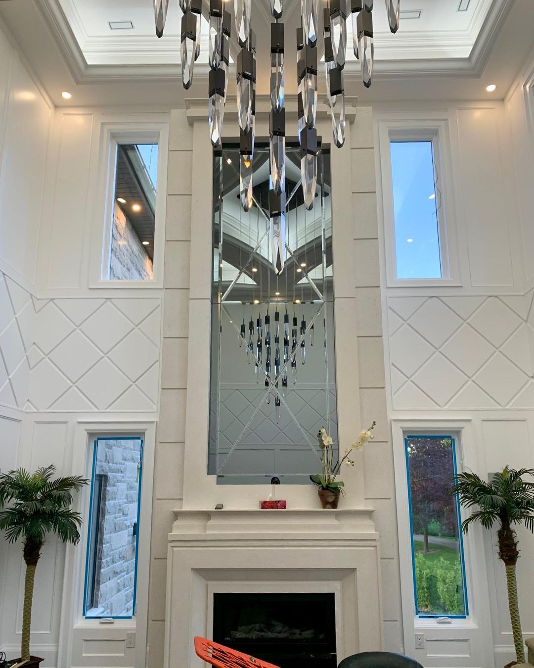 Modern Light Luxury Round/Rectangle Floating Glacier Crystal Chandelier in Black Finish for Kitchen Island/ Staircase/Living Room-Nobipets