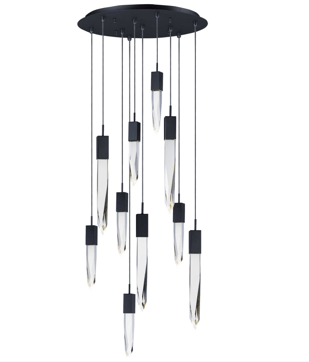Modern Light Luxury Round/Rectangle Floating Glacier Crystal Chandelier in Black Finish for Kitchen Island/ Staircase/Living Room-Nobipets