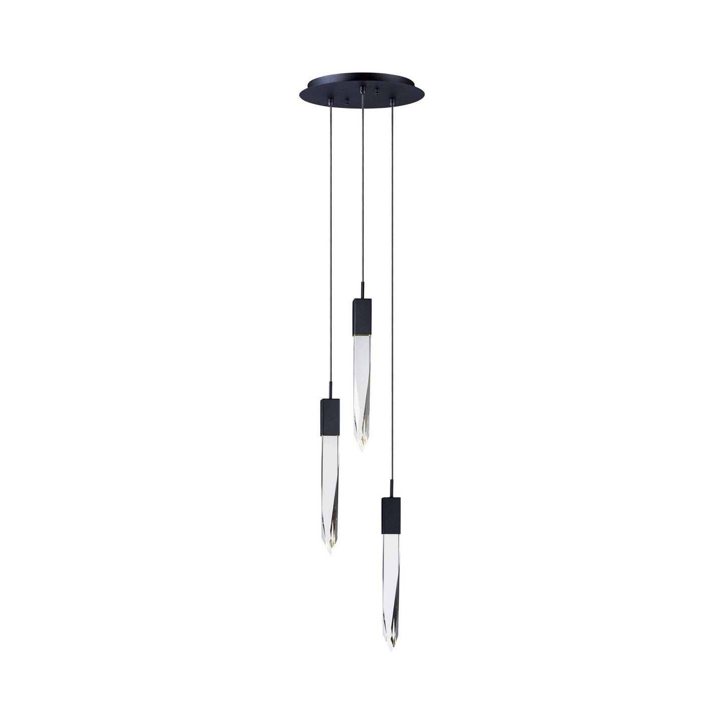 Modern Light Luxury Round/Rectangle Floating Glacier Crystal Chandelier in Black Finish for Kitchen Island/ Staircase/Living Room-Nobipets