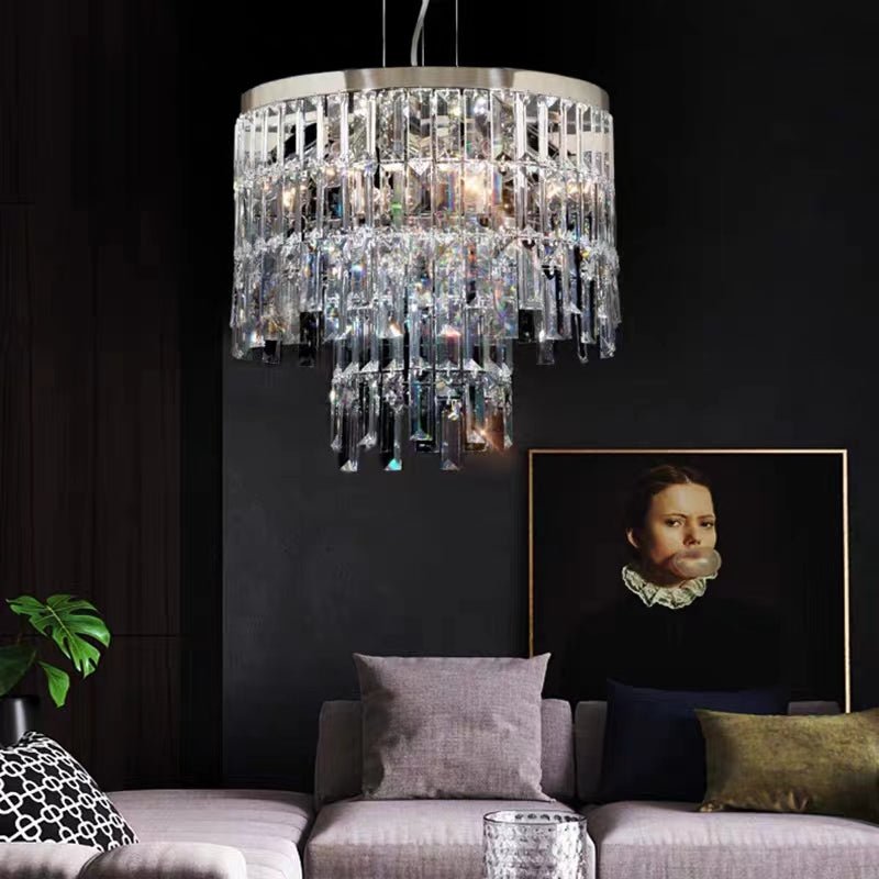 Modern Light Luxury Trendy Layers Crystal Pendant Chandelier for Living Room/Bedroom-Nobipets
