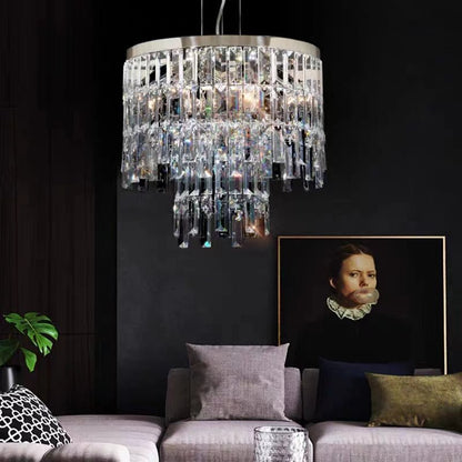 Modern Light Luxury Trendy Layers Crystal Pendant Chandelier for Living Room/Bedroom-Nobipets