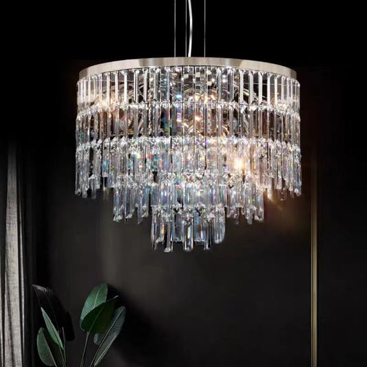 Modern Light Luxury Trendy Layers Crystal Pendant Chandelier for Living Room/Bedroom-Nobipets