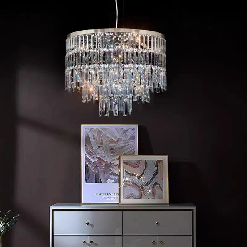 Modern Light Luxury Trendy Layers Crystal Pendant Chandelier for Living Room/Bedroom-Nobipets