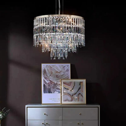 Modern Light Luxury Trendy Layers Crystal Pendant Chandelier for Living Room/Bedroom-Nobipets