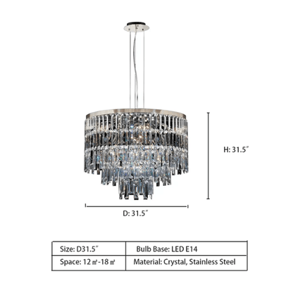 Modern Light Luxury Trendy Layers Crystal Pendant Chandelier for Living Room/Bedroom-Nobipets