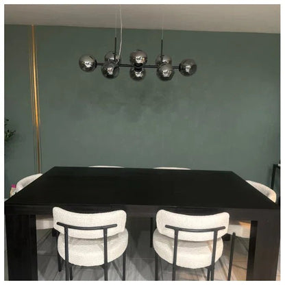 Modern Linear Smoky Gray Glass Globe Shade Chandelier for Dining Room/Kitchen Island-Nobipets