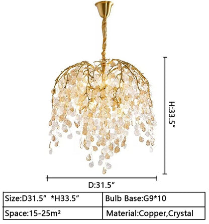 Modern Luxury Leaf Branch Glass Chandelier for Living/Dining Room/Bedroom-Nobipets