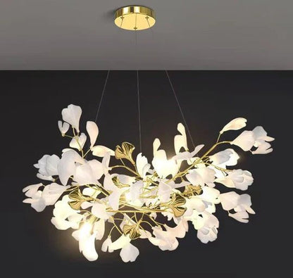Modern Luxury Linear Ginkgo Ceramic Chandelier for Dining Room/Kitchen Island-Nobipets