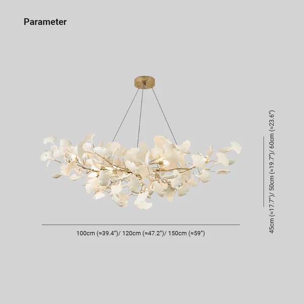 Modern Luxury Linear Ginkgo Ceramic Chandelier for Dining Room/Kitchen Island-Nobipets