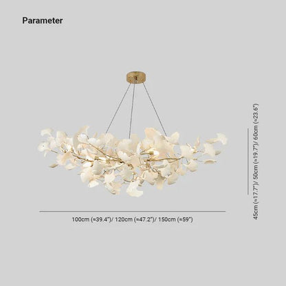 Modern Luxury Linear Ginkgo Ceramic Chandelier for Dining Room/Kitchen Island-Nobipets